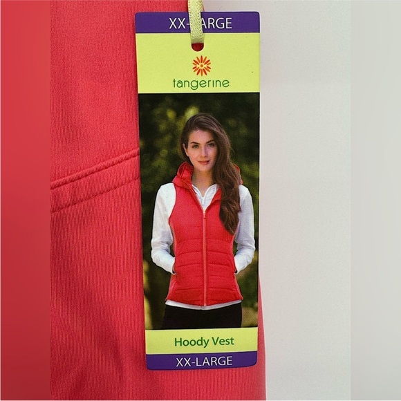 NWT. Women’s Hoody Puffer Vest. XXL color: Mango - Picture 2 of 7